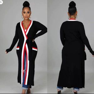 Wrapped Ribbed Long Cardigan Dress Brand New